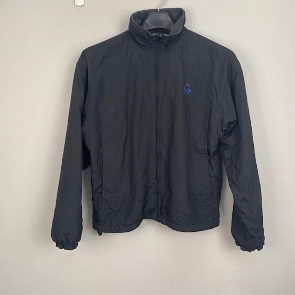 Gerry Windbreaker Black Jacket Gray Fleece Lined Size M Outdoor Hiking Full zip